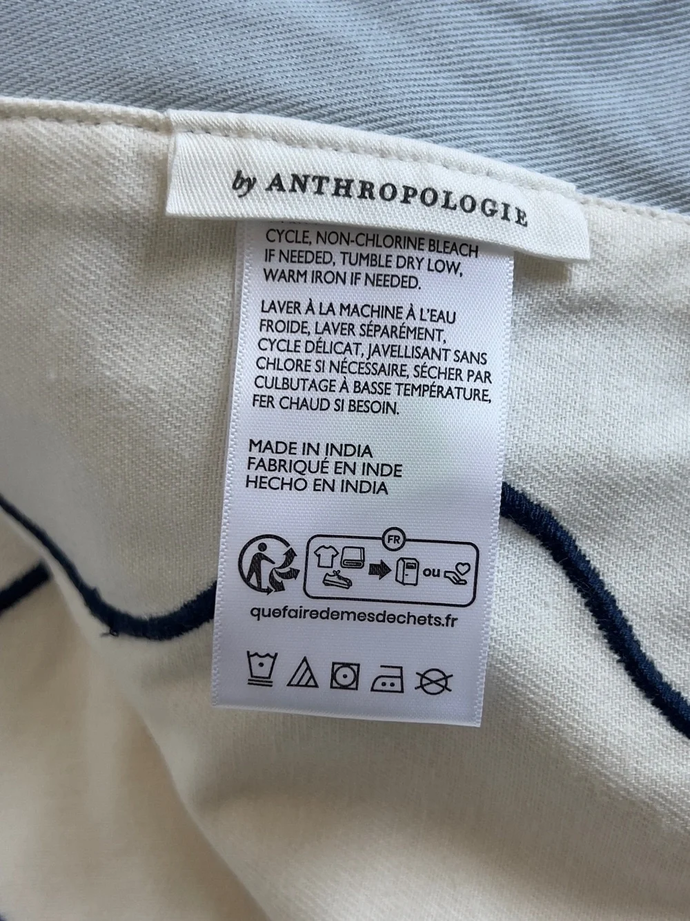 Anthropologie Maeve Scalloped Cotton Curtain - One Panel - Navy Blue and White